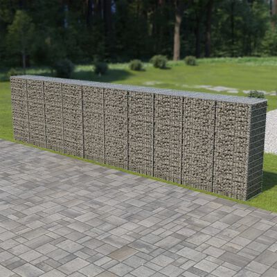 vidaXL Mur à gabion avec couvercles Acier galvanisé 600 x 50 x 150 cm