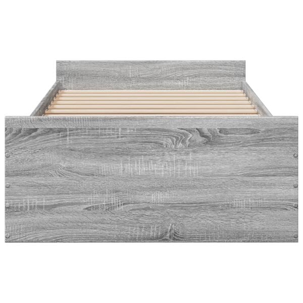 vidaXL Cadre de lit avec tiroirs sans matelas sonoma gris 90x190 cm