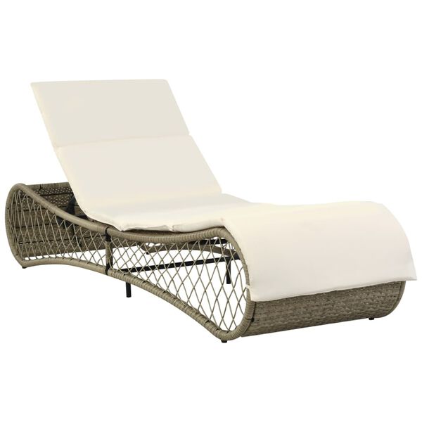 vidaXL Chaise longue avec coussin R&eacute;sine tress&eacute;e Gris