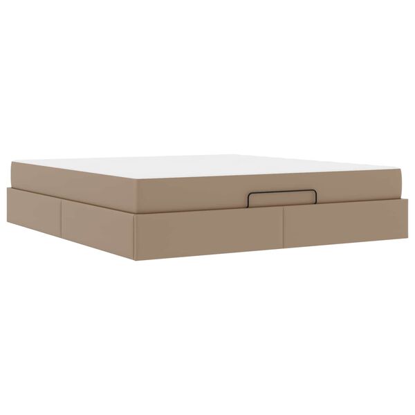 vidaXL Cadre de lit avec matelas avec matelas 2 pcs Tan PVC