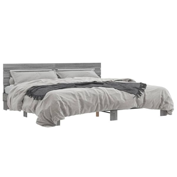 vidaXL Cadre de lit sans matelas sonoma gris 200x200 cm