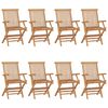 vidaXL Chaises de jardin lot de 8 Bois de teck massif