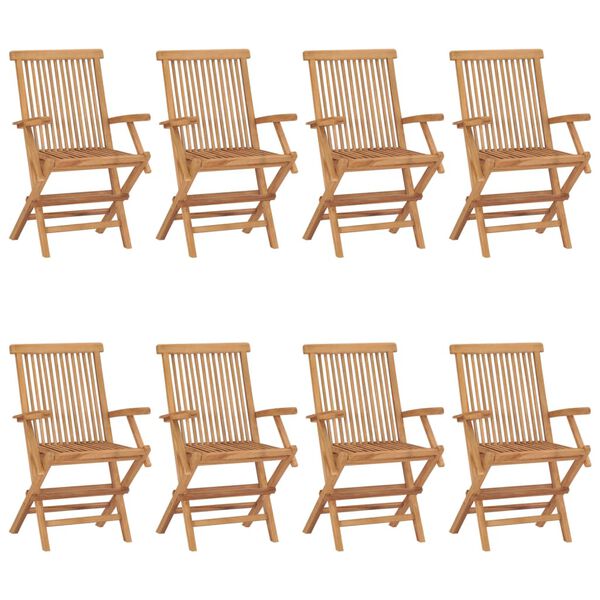 vidaXL Chaises de jardin lot de 8 Bois de teck massif