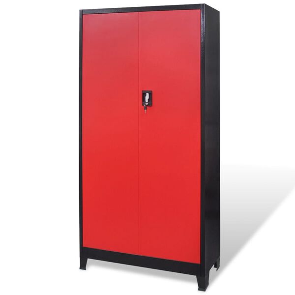 vidaXL Armoire &agrave; outils avec 2 portes Acier 90x40x180 cm Noir et rouge