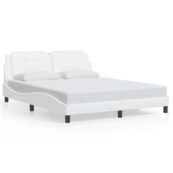 vidaXL Cadre de lit sans matelas Zadar blanc 160x200 cm similicuir