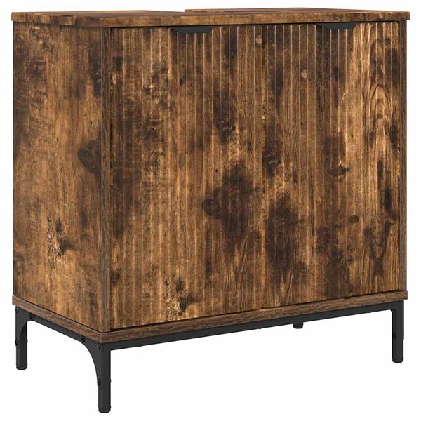 vidaXL Meuble de Lavabo de Salle de Bain avec stockage Ch&ecirc;ne fum&eacute;