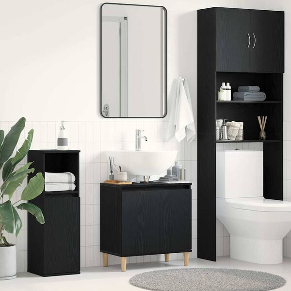 vidaXL Meuble de Lavabo de Salle de Bain Ch&ecirc;ne noir 58 x 33 x 60 cm