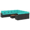vidaXL Ensemble de canap&eacute; de jardin 12 pcs avec coussins noir r&eacute;sine tress&eacute;e
