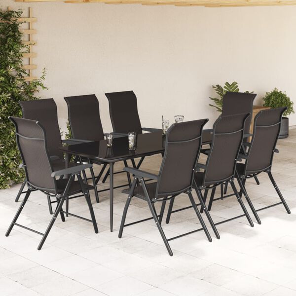 vidaXL Chaises pliables de jardin lot de 8 caf&eacute; noir r&eacute;sine tress&eacute;e