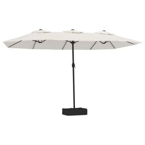 vidaXL Parasol de jardin &agrave; double t&ecirc;te avec LED blanc sable 449x265 cm