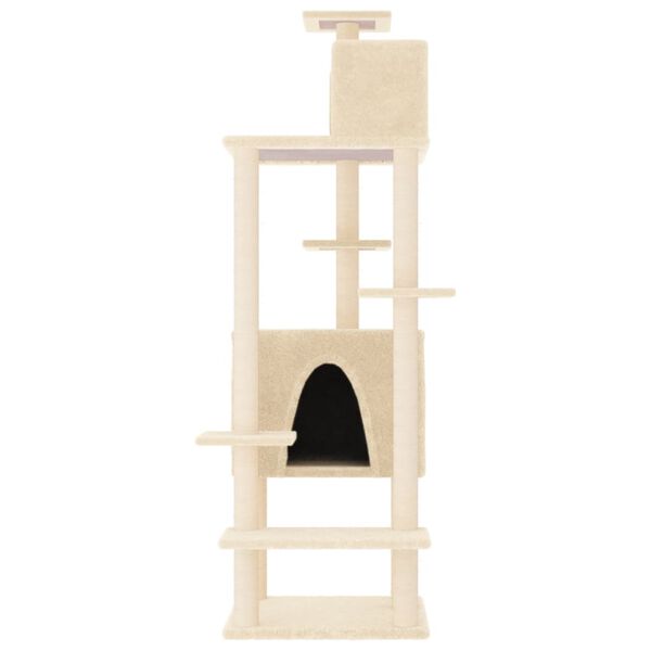 vidaXL Arbre à chat avec griffoirs en sisal Crème 154 cm