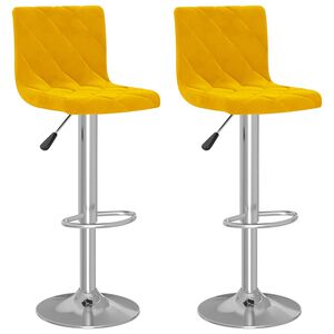 vidaXL Tabourets de bar lot de 2 jaune moutarde velours