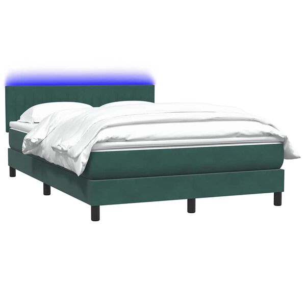 vidaXL Sommier &agrave; lattes de lit et matelas et LED vert fonc&eacute; 160x220cm velours