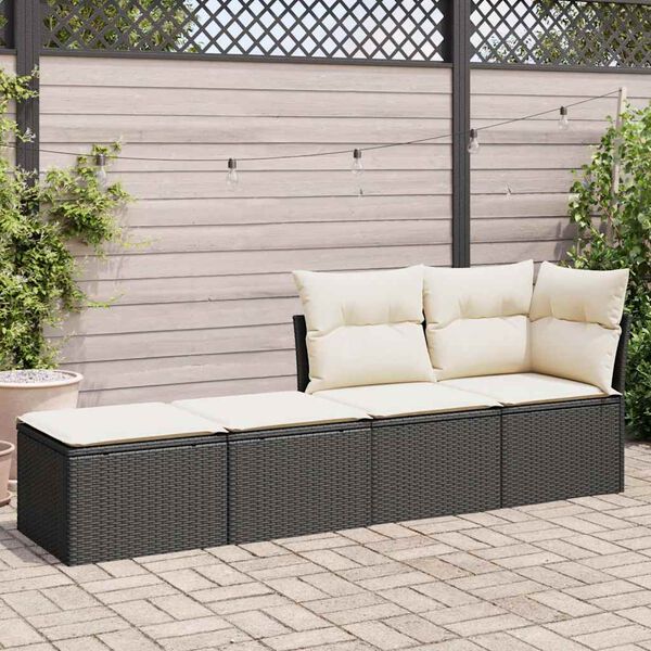 vidaXL Salon de jardin avec coussins 2 pcs noir résine tressée acacia