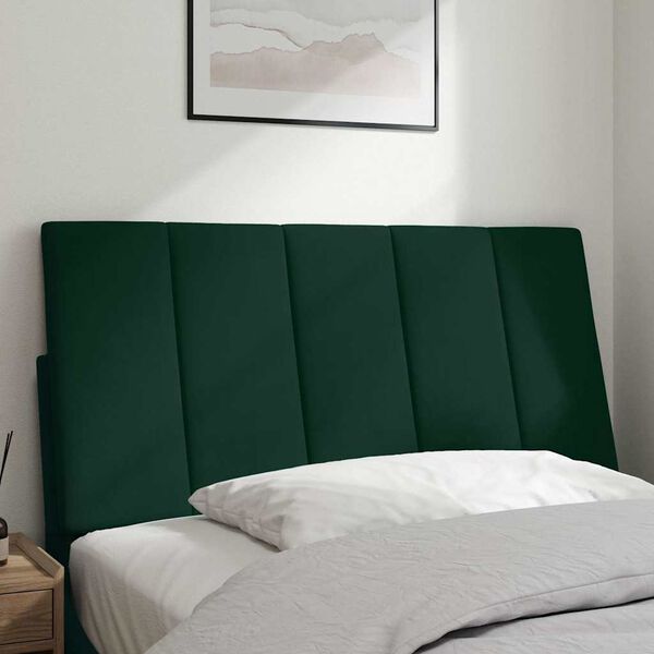 vidaXL Coussin de t&ecirc;te de lit Hanko vert fonc&eacute; 100 cm velours