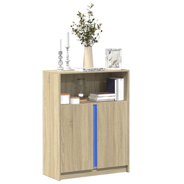 vidaXL Buffet avec LED ch&ecirc;ne sonoma 77x34x100 cm bois d'ing&eacute;nierie