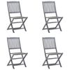 vidaXL Chaises pliables d'ext&eacute;rieur lot de 4 et coussins Bois d'acacia