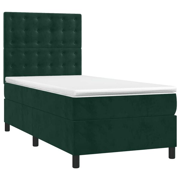 vidaXL Sommier &agrave; lattes de lit et matelas Vert fonc&eacute; 80x200 cm Velours