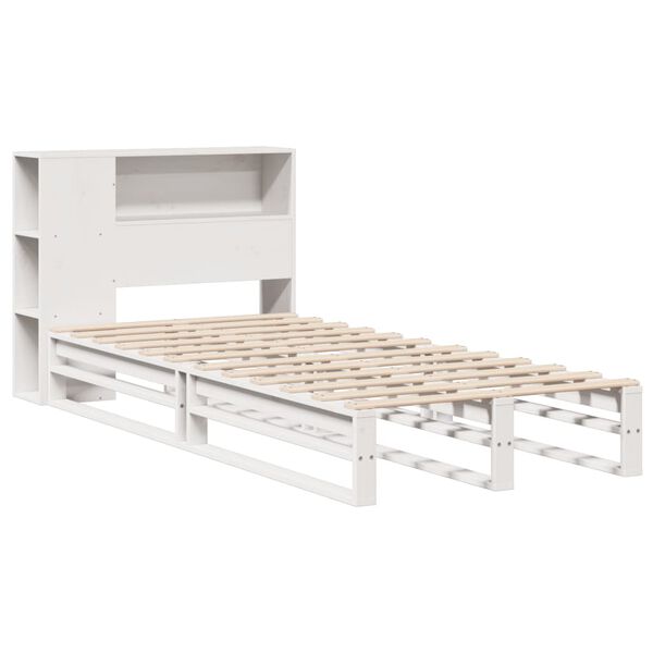 vidaXL Lit biblioth&egrave;que sans matelas blanc 90x200 cm bois massif