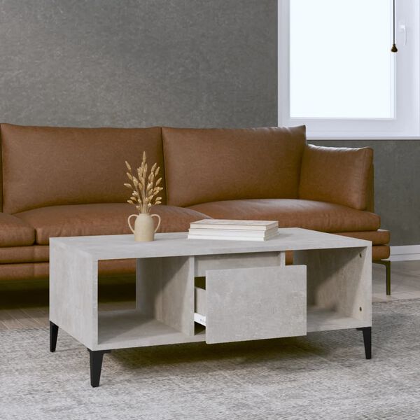 vidaXL Table basse Gris béton 90x50x36,5 cm Bois d'ingénierie