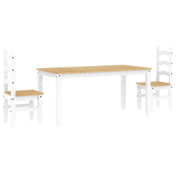 vidaXL Ensemble &agrave; manger PANAMA 3 pcs blanc bois de pin massif