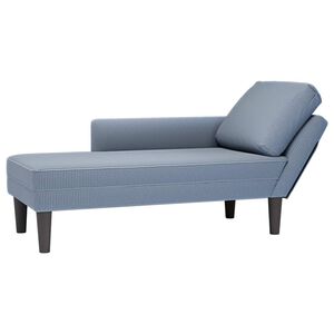 vidaXL Chaise longue avec coussin bleu tissu en velours c&ocirc;tel&eacute;