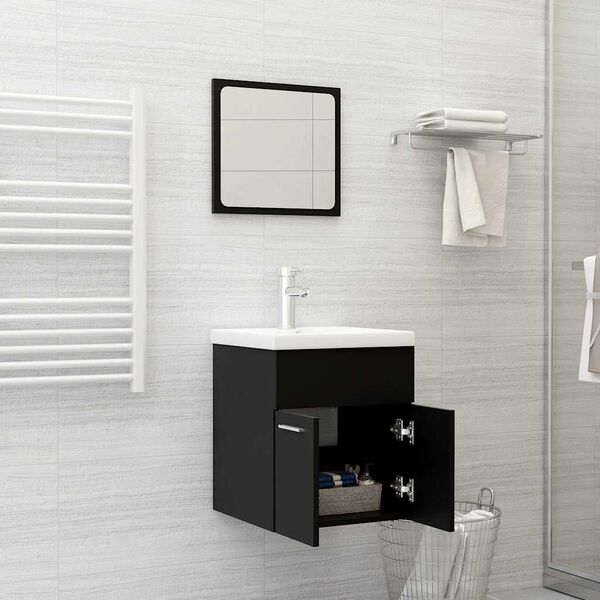 vidaXL Ensemble de meubles de salle de bain 2 pcs Noir Agglom&eacute;r&eacute;