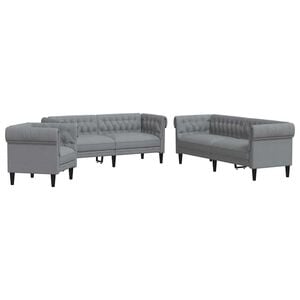 vidaXL Canap&eacute; de salon 3 pcs Gris clair tissu