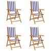 vidaXL Fauteuils pliants inclinables 4 pcs bleu et blanc tissu et bois