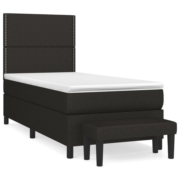 vidaXL Sommier &agrave; lattes de lit avec matelas Noir 90x190 cm Tissu