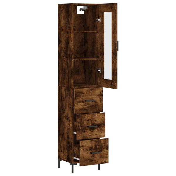 vidaXL Buffet haut Ch&ecirc;ne fum&eacute; 34,5x34x180 cm Bois d'ing&eacute;nierie