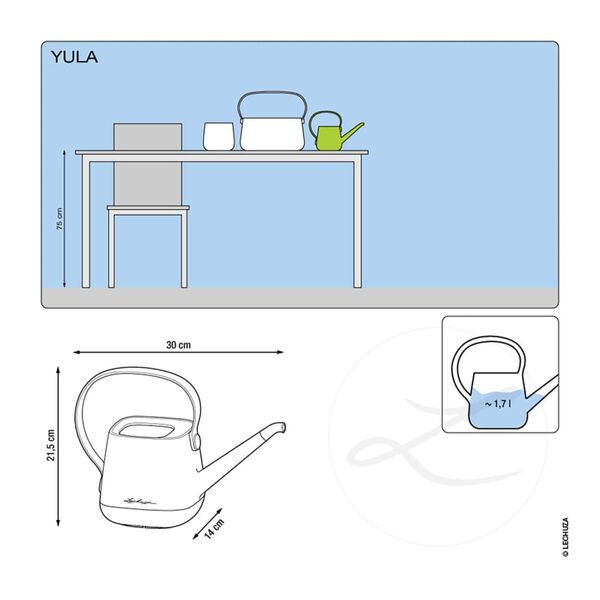 LECHUZA Arrosoir YULA 1,7 L ardoise et taupe semi-brillant