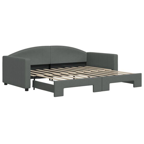 vidaXL Lit de jour avec gigogne sans matelas gris fonc&eacute; 90x190 cm