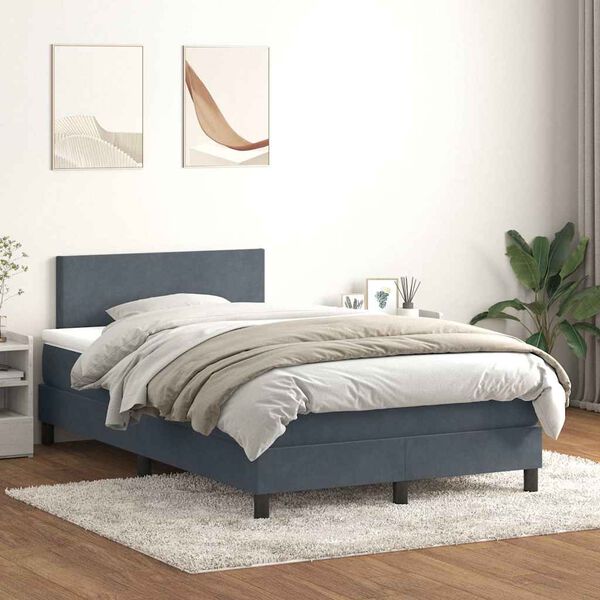 vidaXL Sommier &agrave; lattes de lit et matelas gris fonc&eacute; 120x220cm velours