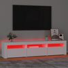 vidaXL Meuble TV avec lumi&egrave;res LED Blanc 180x35x40 cm
