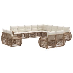 vidaXL Ensemble de canap&eacute; de jardin 13 pc Beige et blanc cr&egrave;me