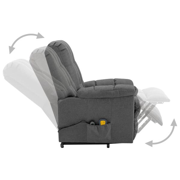 vidaXL Fauteuil de massage inclinable Gris clair Tissu