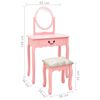 vidaXL Coiffeuse et tabouret Rose 65x36x128 cm Bois de paulownia MDF