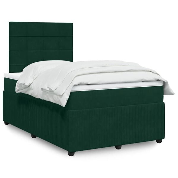 vidaXL Sommier &agrave; lattes de lit avec matelas vert fonc&eacute; 120x190 cm