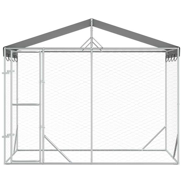 vidaXL Chenil d'ext&eacute;rieur pour chiens avec toit argent&eacute; 3x1,5x2,5 m