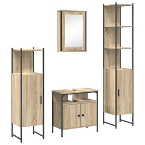 vidaXL Ensemble de mobilier de salle de bain 4 pcs Ch&ecirc;ne Sonoma