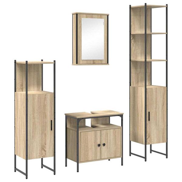 vidaXL Ensemble de mobilier de salle de bain 4 pcs Ch&ecirc;ne Sonoma