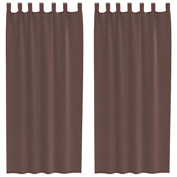 vidaXL Rideaux en voile avec passants 2 pcs marron