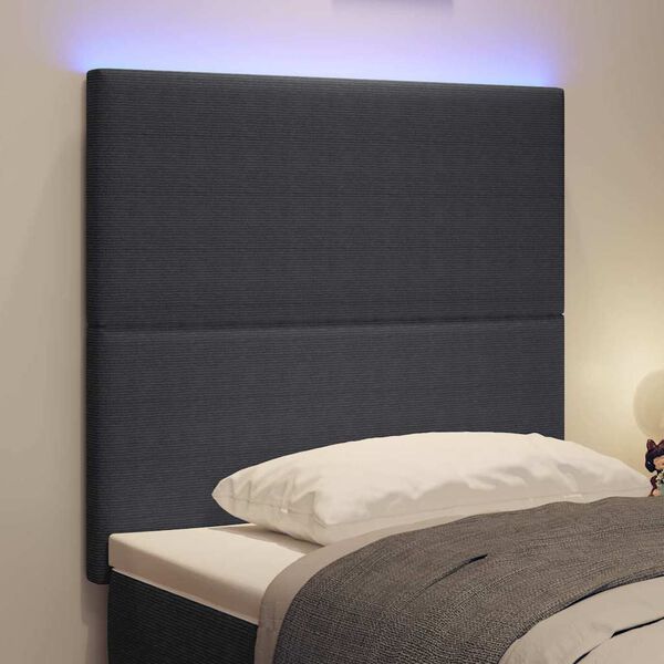 vidaXL T&ecirc;te de lit LED avec t&ecirc;te de lit Gris fonc&eacute; 90 cm Polyester