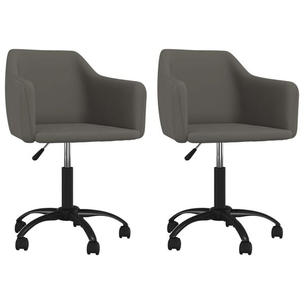 vidaXL Chaises pivotantes à manger lot de 2 Gris foncé Velours