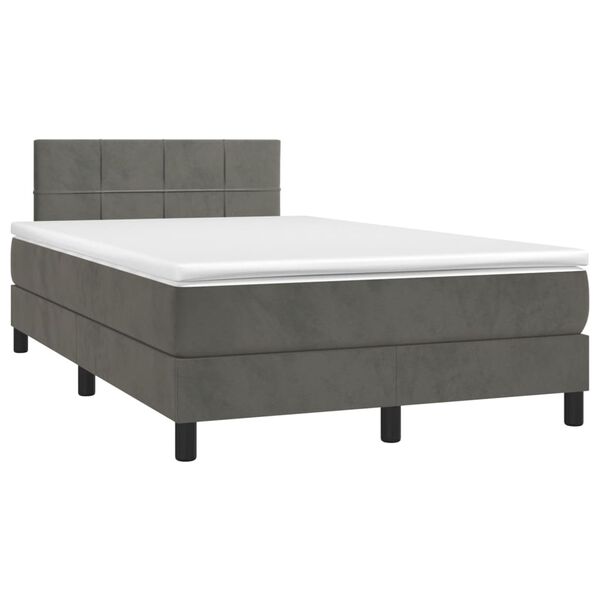 vidaXL Sommier &agrave; lattes de lit et matelas Gris fonc&eacute; 120x200cm Velours