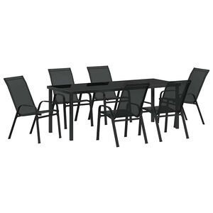 vidaXL Ensemble de salle &agrave; manger pour jardin 7 pcs Noir