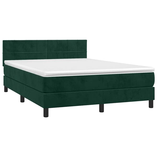 vidaXL Sommier &agrave; lattes de lit avec matelas LED Vert fonc&eacute; 140x190 cm
