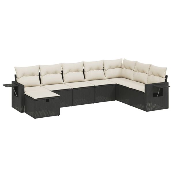 vidaXL Salon de jardin 8 pcs avec coussins noir r&eacute;sine tress&eacute;e