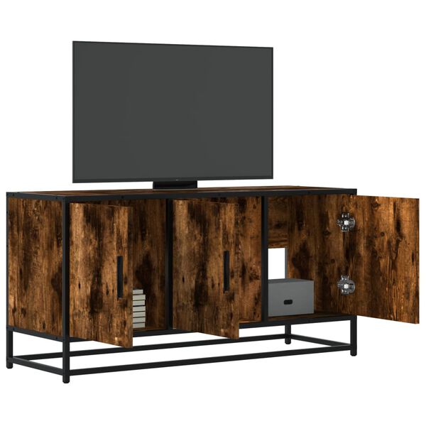 vidaXL Meuble TV chêne fumé 100x35x50 cm bois d'ingénierie et métal